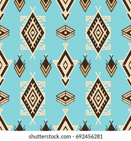 Seamless pattern in boho style.  Ethnic ornament. Tribal art print, background for fabric design, wallpaper, wrapping.