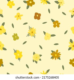 Seamless pattern in boho style. Flowers in pastel colors. Modern style. Suitable for scrapbooking, stickers, decoration, merch, clothing, postcards.