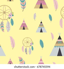 Seamless pattern in boho style. Vector illustration