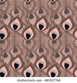 Seamless pattern with boho vintage tribal ethnic colorful vibrant feathers, vector illustration