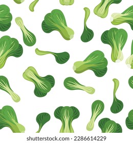 A seamless pattern of Bok choy, Concept food wrapping paper, Vector illustration.