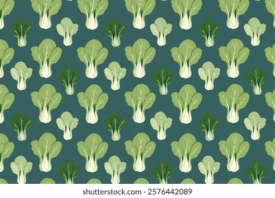 Seamless pattern with bok choy. Vector illustration.