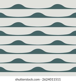Seamless pattern of bold horizontal wave stripes in teal over an off-white background. Perfect for fabric design, backgrounds, digital prints, packaging, and minimal abstract vector projects.