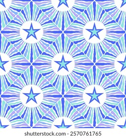 Seamless pattern with bold stars and rays creating a dynamic, elegant pattern for textiles, wallpapers, and more.