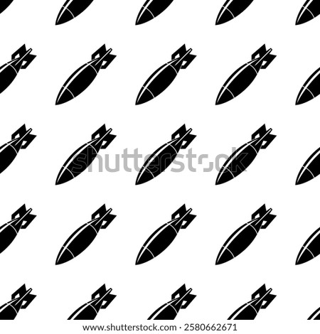 Seamless pattern, bomb. Air bomb, symbol of war, bombardment or explosion. Powerful offensive weapon.
