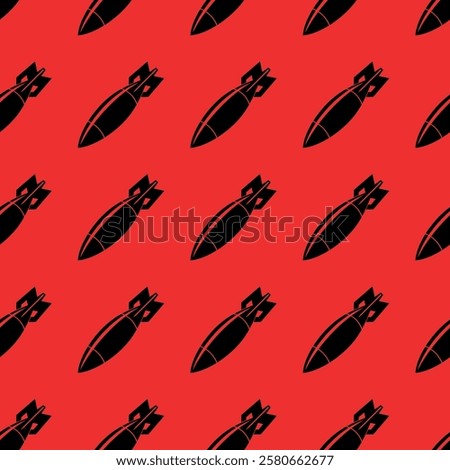 Seamless pattern, bomb. Air bomb, symbol of war, bombardment or explosion. Powerful offensive weapon.