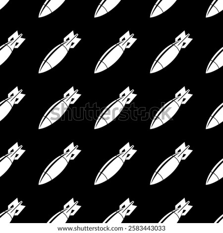 Seamless pattern, bomb. Air bomb, symbol of war, bombardment or explosion. Powerful offensive weapon. 