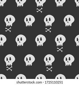 seamless pattern of bone head, cartoon style drawing background vector