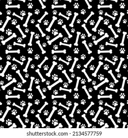 seamless pattern with bone and paw vector