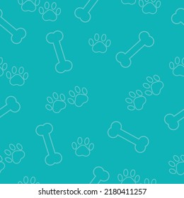 Seamless pattern with bone and paw. Vector pattern