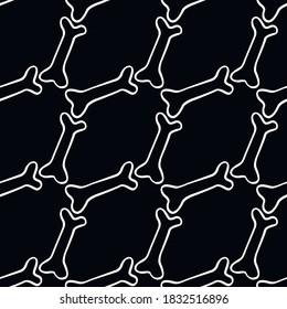 Seamless pattern with bones. Background and texture in Primitive cartoon style Doodle. For fabric, packaging, party, poster, banner