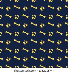 Seamless pattern with bones, dog tracks. Animal background. Design for card, announcement, advertisement, banner or print.