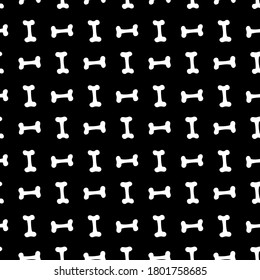 Seamless pattern with  bones. Hand drawn vector illustration on black background.