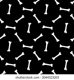 Seamless pattern with bones on a black background. Vector illustration for Halloween design, Day of the Dead