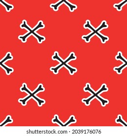 Seamless pattern with bones on a red background. Vector illustration for Halloween design, Day of the Dead