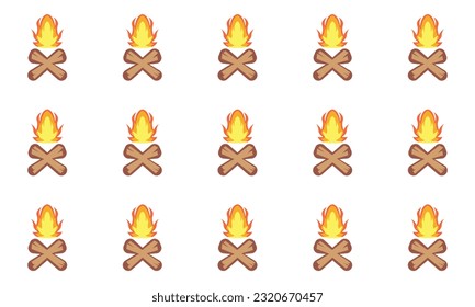 Seamless pattern bonfire and white background