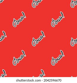 Seamless pattern with Boo inscription. Design for Halloween. Vector illustration 