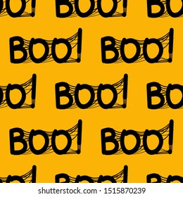 Seamless pattern with Boo lettering for Halloween. EPS10