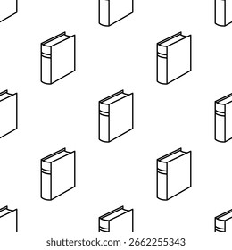 Padrão contínuo com ícones de linha de livro. Educação e conhecimento wallpaper conceito.