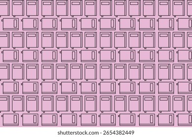 Seamless pattern with book in line style on a pink background use for wrapping. Stationery repeat background