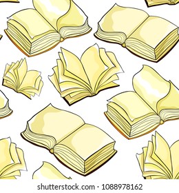 seamless pattern  book opened with pages  vector illustration