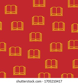 Seamless pattern with book and a red background. Silk scarf pattern vector design inspiration