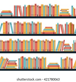 Seamless pattern book shelf with books. Vector.