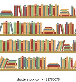 Seamless pattern book shelf with books. Vector.