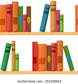 Seamless pattern with books, background with book shelves