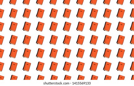 Seamless pattern of books with bookmarks on a white background. Vector.