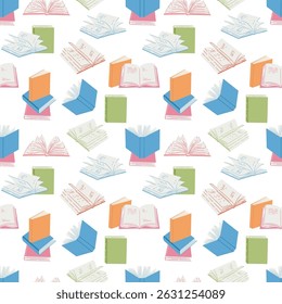 Seamless pattern of books for decoration, background, wrapper.