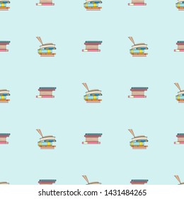 Seamless pattern of books. Doodle illustration. Cartoon background. 

Hand-drawn Vector.

