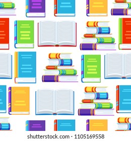 Seamless pattern with books. Education or bookstore background in flat design style.