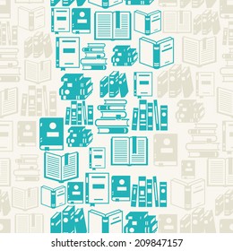 Seamless pattern with books in flat design style.