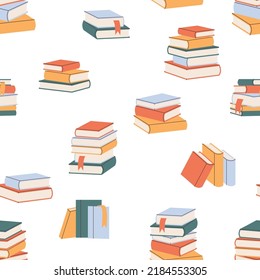 Seamless pattern with books. Hand drawn elements for your design. Can be used on packaging paper, fabric, background for different images