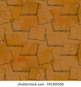 Seamless pattern with books. Hand drawn vector background. Retro sketches. Vintage style. Vector illustration.