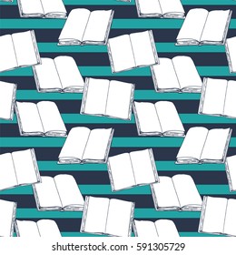 Seamless pattern with books. Hand drawn vector background. Retro sketches. Vintage style. Vector illustration.