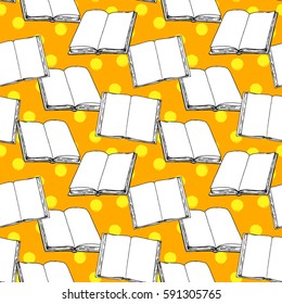 Seamless pattern with books. Hand drawn vector background. Retro sketches. Vintage style. Vector illustration.