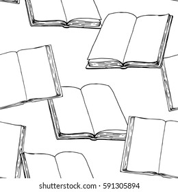 Seamless pattern with books. Hand drawn vector background. Retro sketches. Vintage style. Vector illustration.