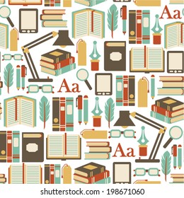 seamless pattern with books icons