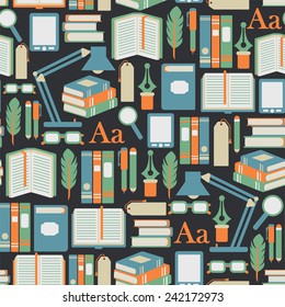 seamless pattern with books icons