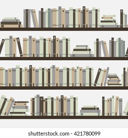 Seamless pattern with books. Library bookshelf. Vector.