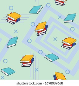 Patrón transparente de libros con fondo de color claro