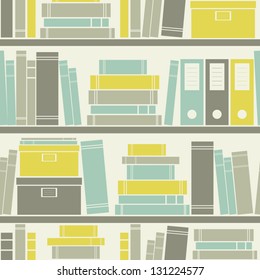 Seamless pattern with books on a bookshelf.