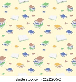 Patrón sin foco de libros sobre fondo blanco. Material educativo imprimir textura vectorial de plantilla. Ilustración del vector. Diseño abstracto de papel tapizado, carátulas, textiles, estampados de tela
