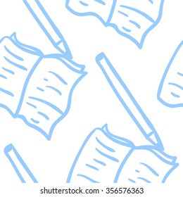 Seamless pattern with books and pencils, vector illustration.