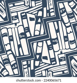 Seamless pattern with books. Vector illustration in doodle style.