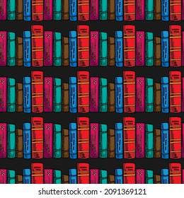 Seamless pattern of  bookshelf vector illustration 