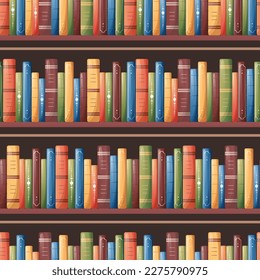 Seamless pattern with bookshelves. Nice stack of books. Texture for book store, library, school