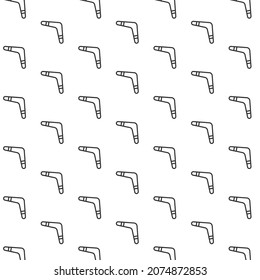 Seamless pattern of boomerang in white background with mini doodle (icon). Vector Illustration
